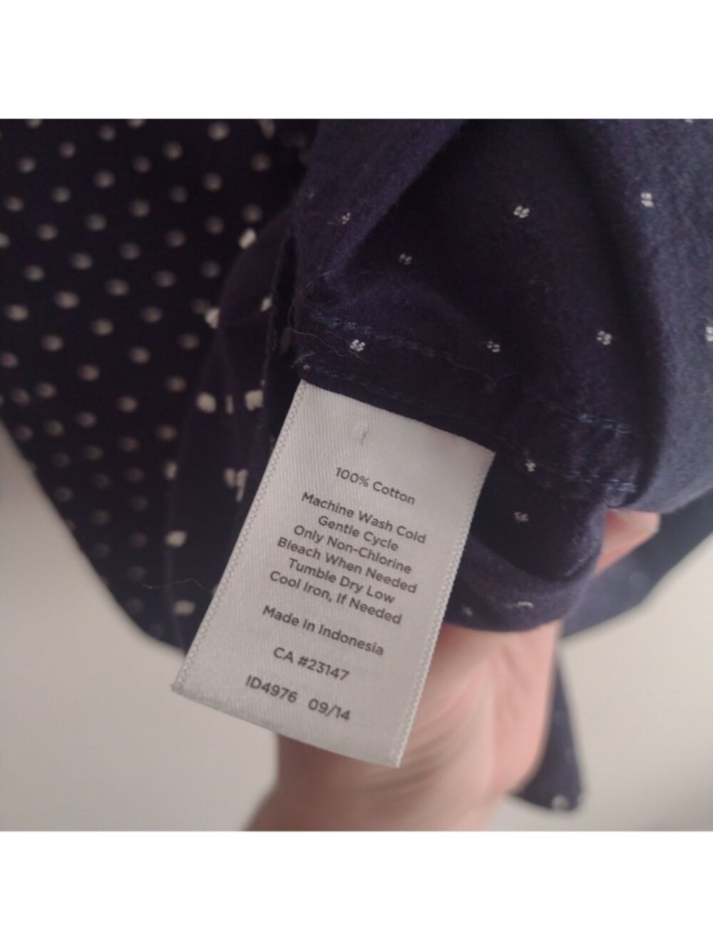 Talbots Navy Polka Dot Button-Up Shirt 16 Lightweight Cotton Dotted Swiss Top - Picture 11 of 12